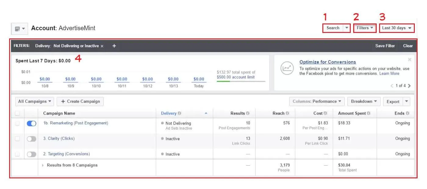 trình quản lý quảng cáo facebook
